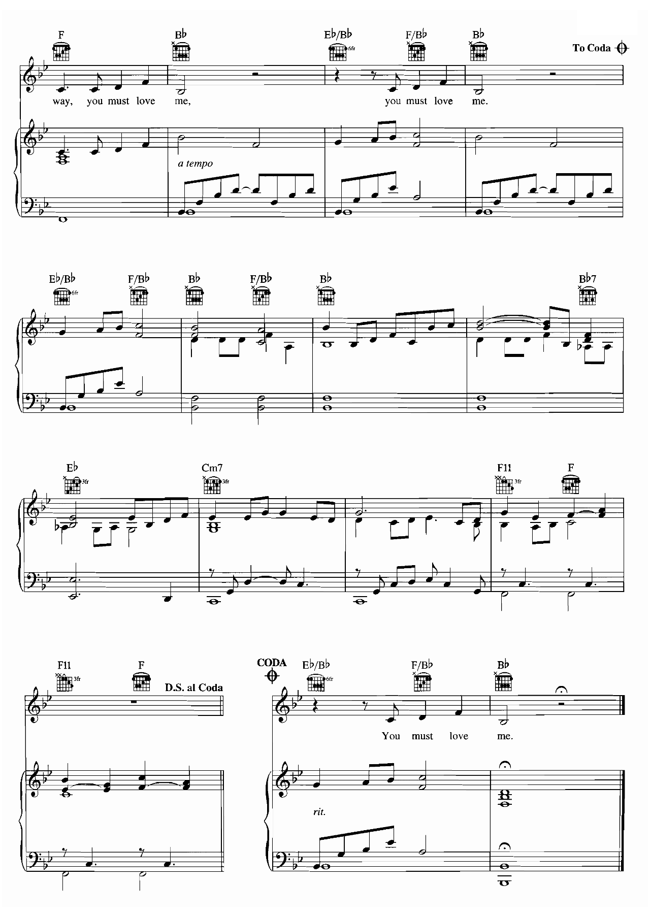 You Must Love Me sheet music 3
