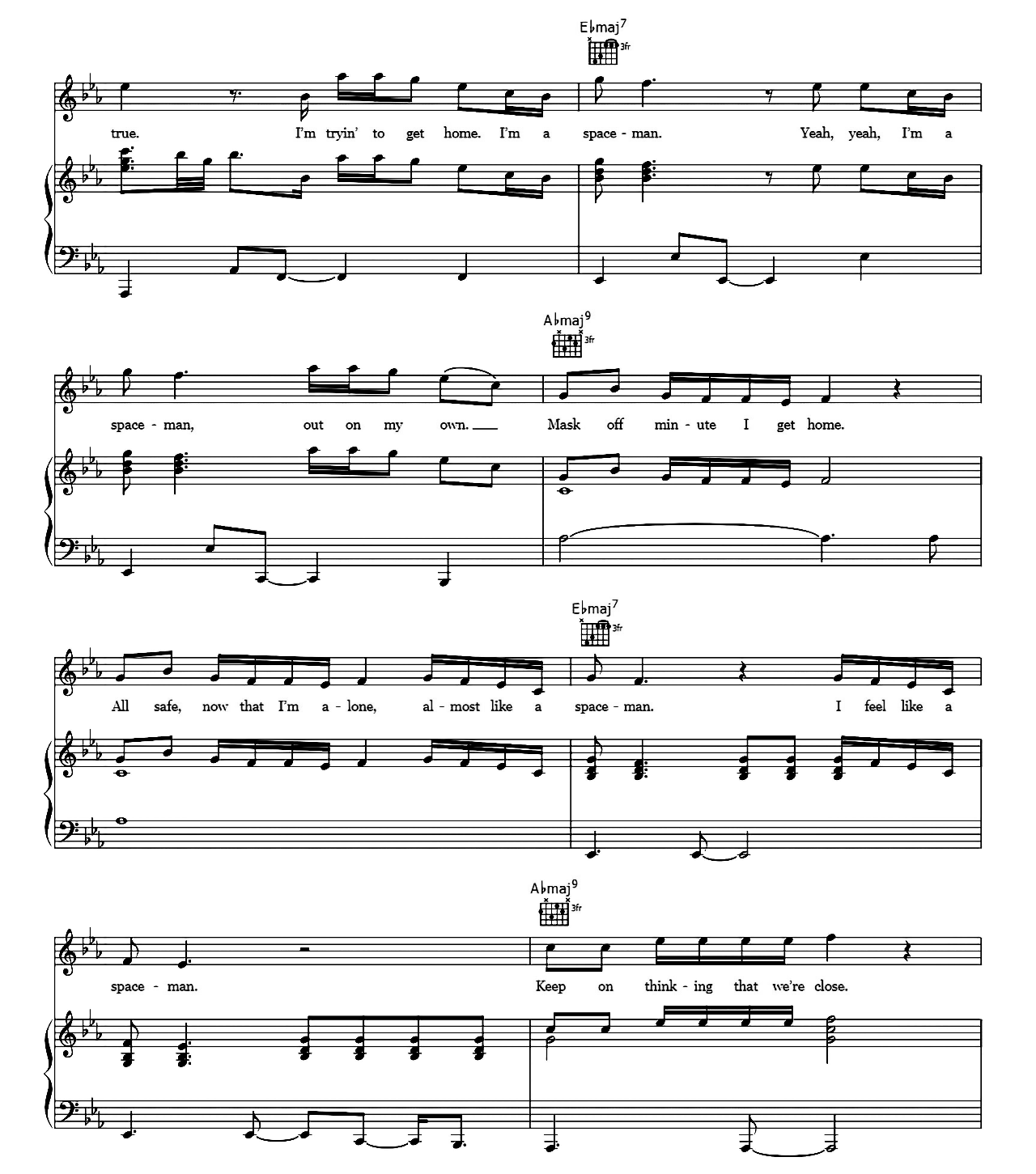 Spaceman sheet music 4