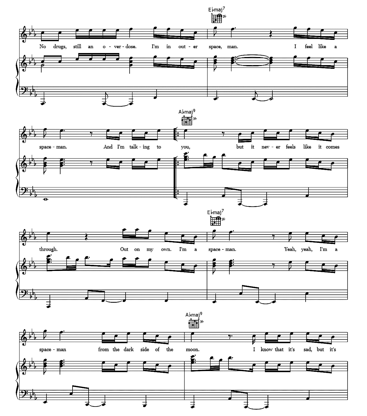 Spaceman sheet music 5