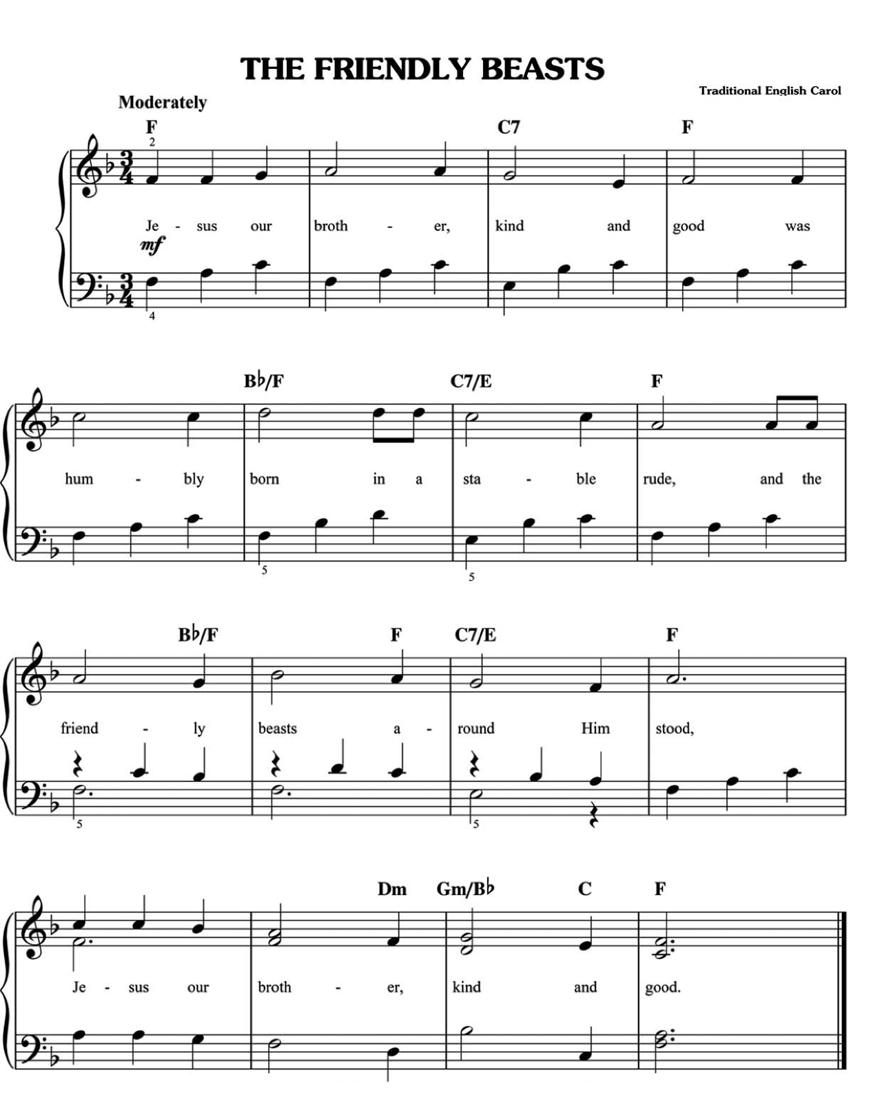 The Friendly Beasts sheet music