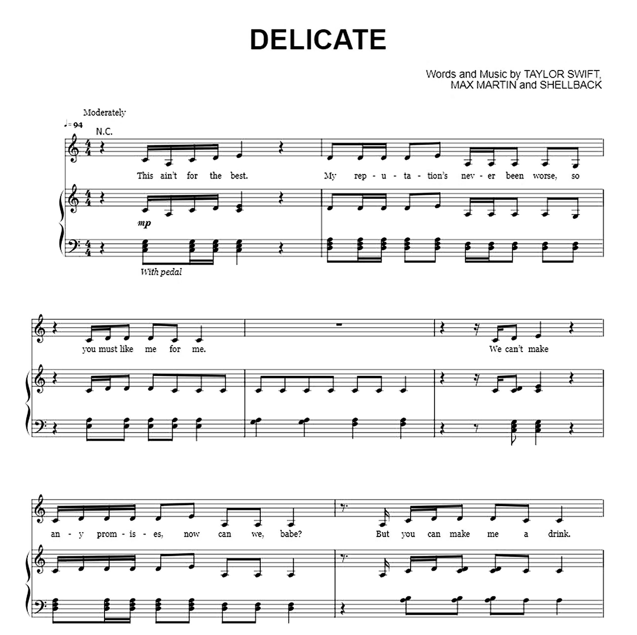 Delicate sheet music
