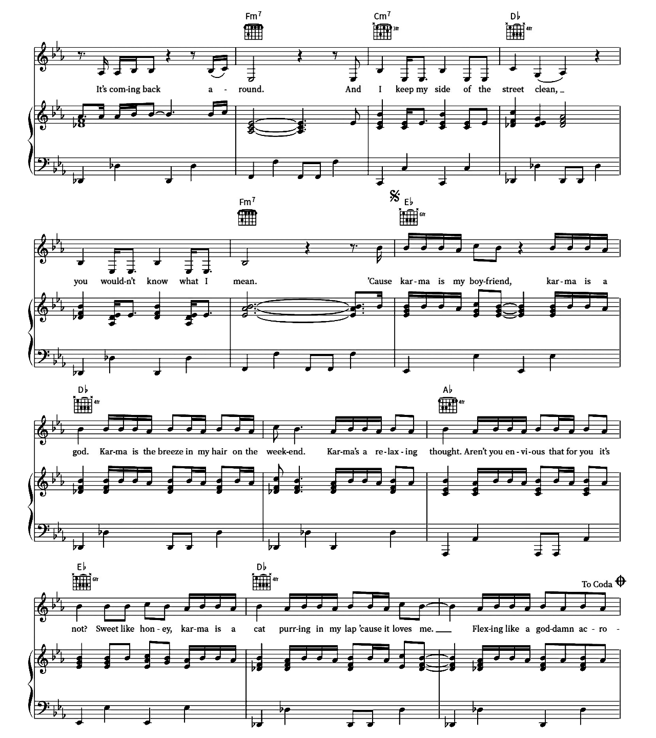 Karma sheet music 2