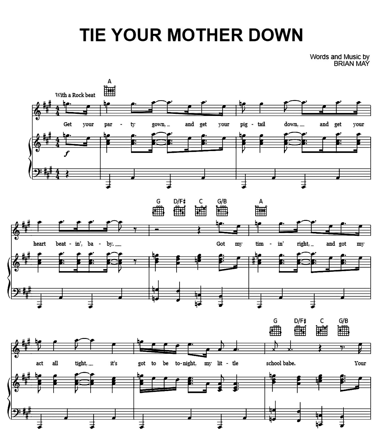 Tie Your Mother Down sheet music