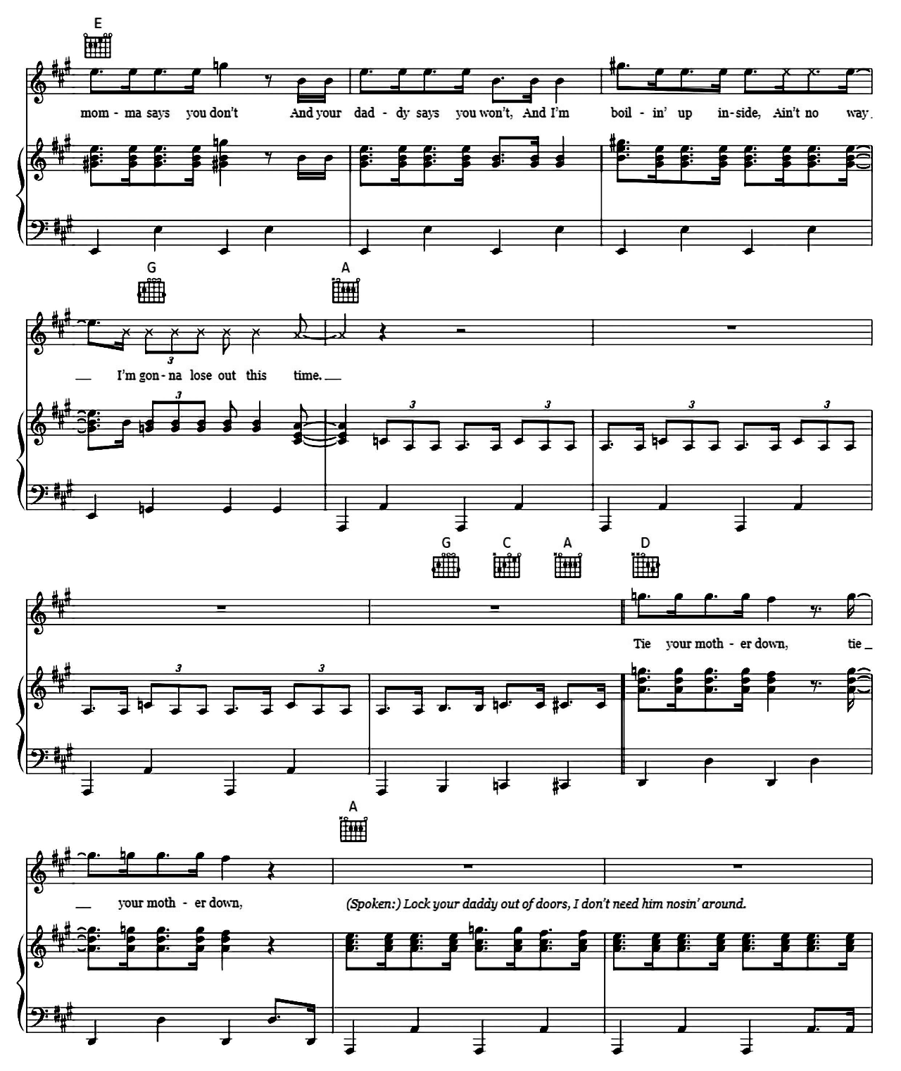 Tie Your Mother Down sheet music 2