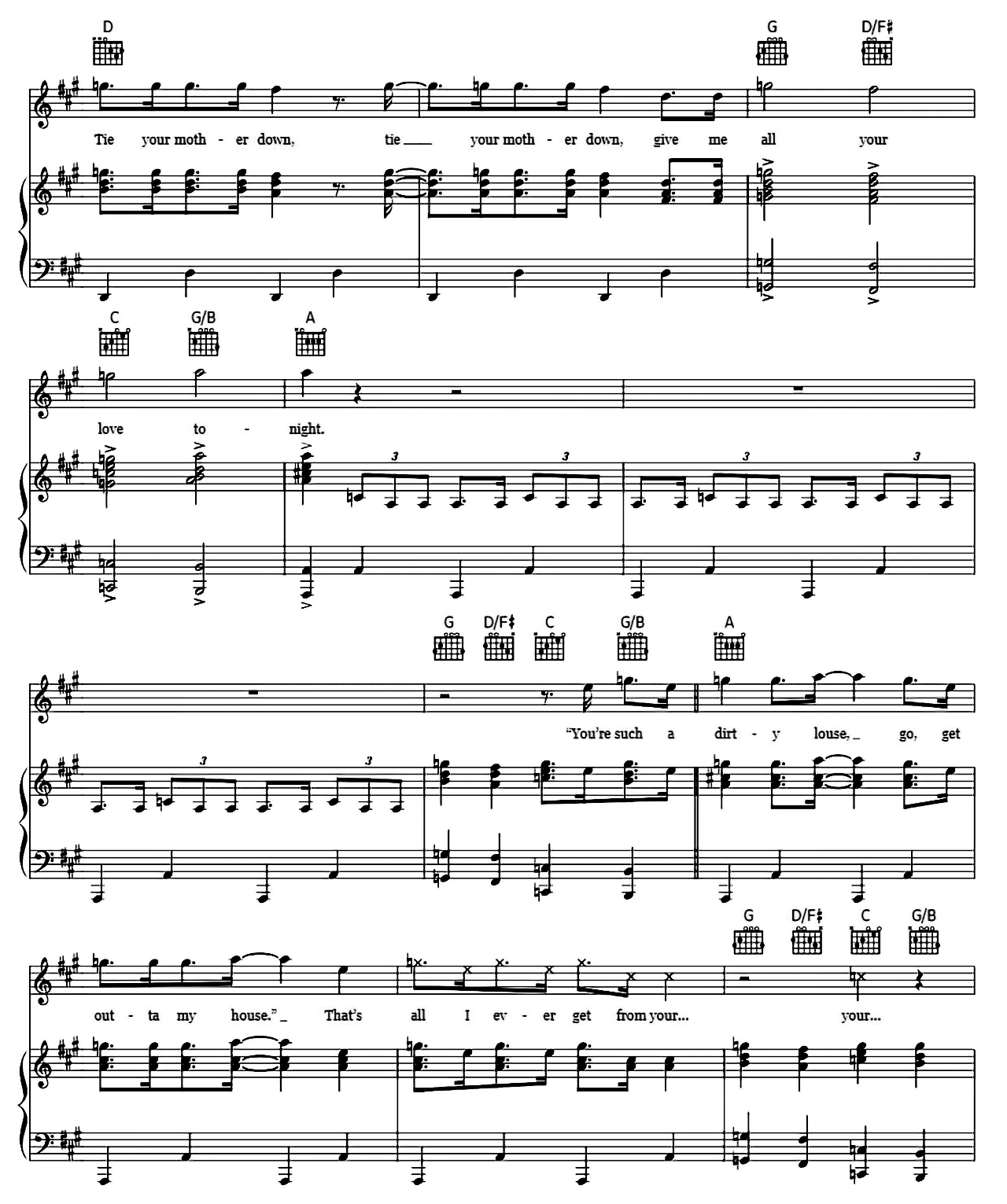 Tie Your Mother Down sheet music 3