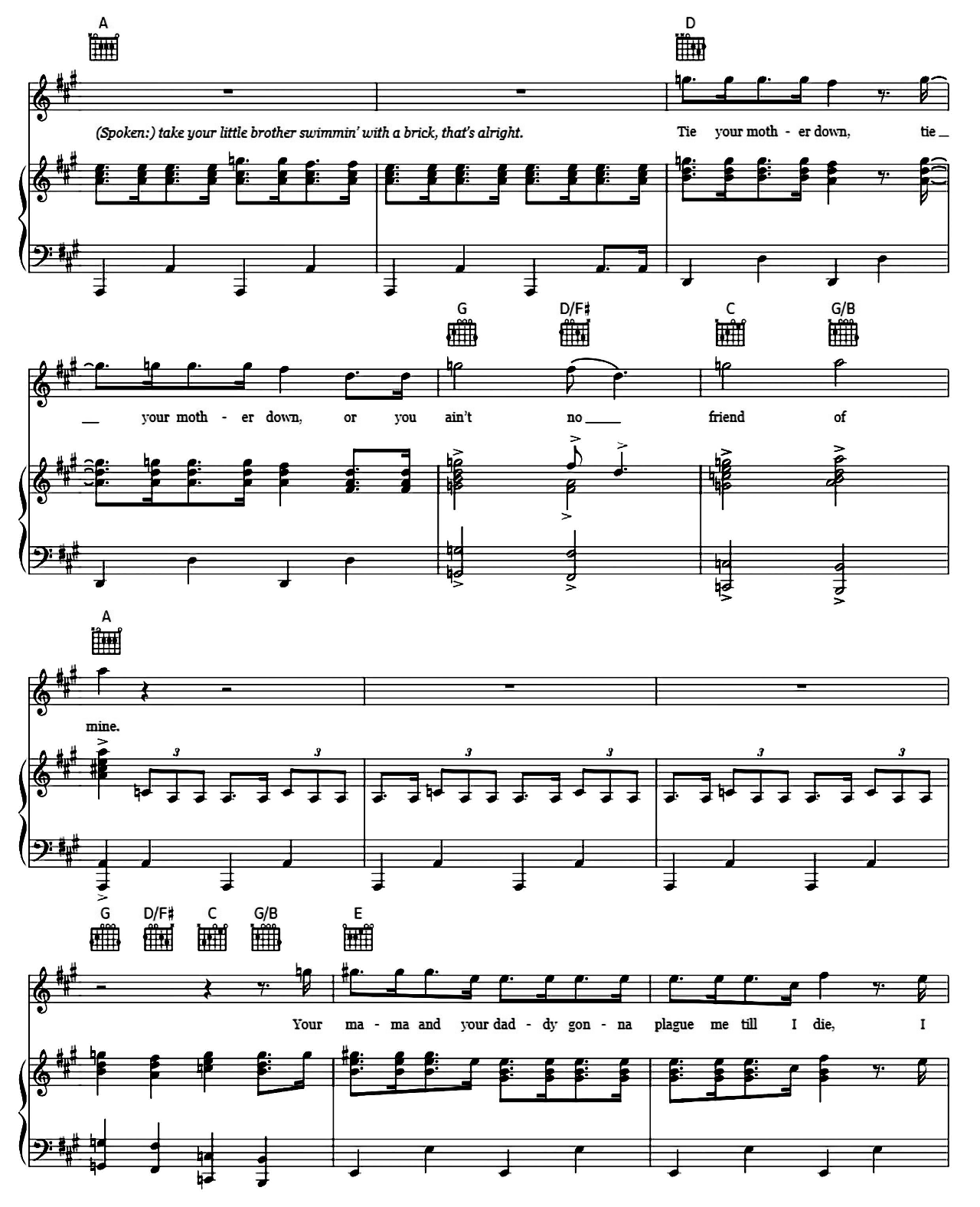 Tie Your Mother Down sheet music 5