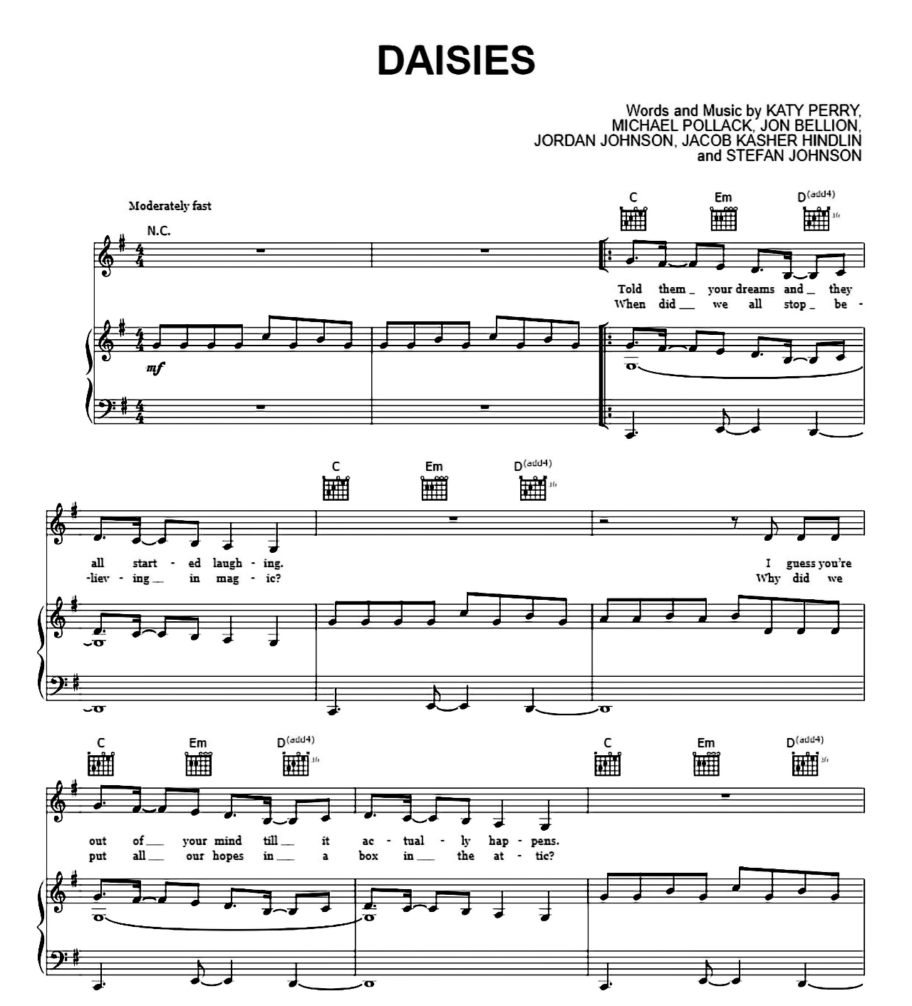 Daisies sheet music