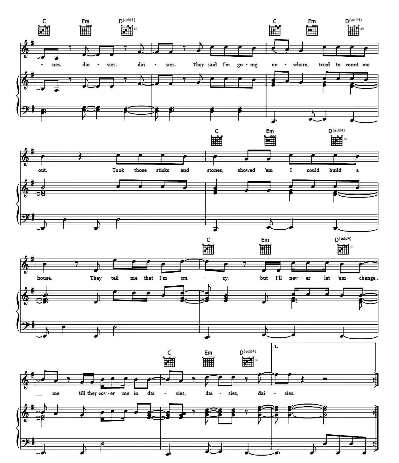 Daisies sheet music 3