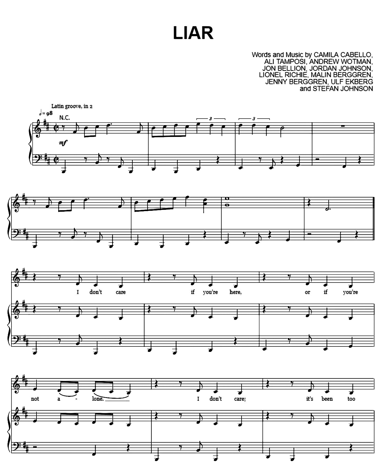 Liar sheet music