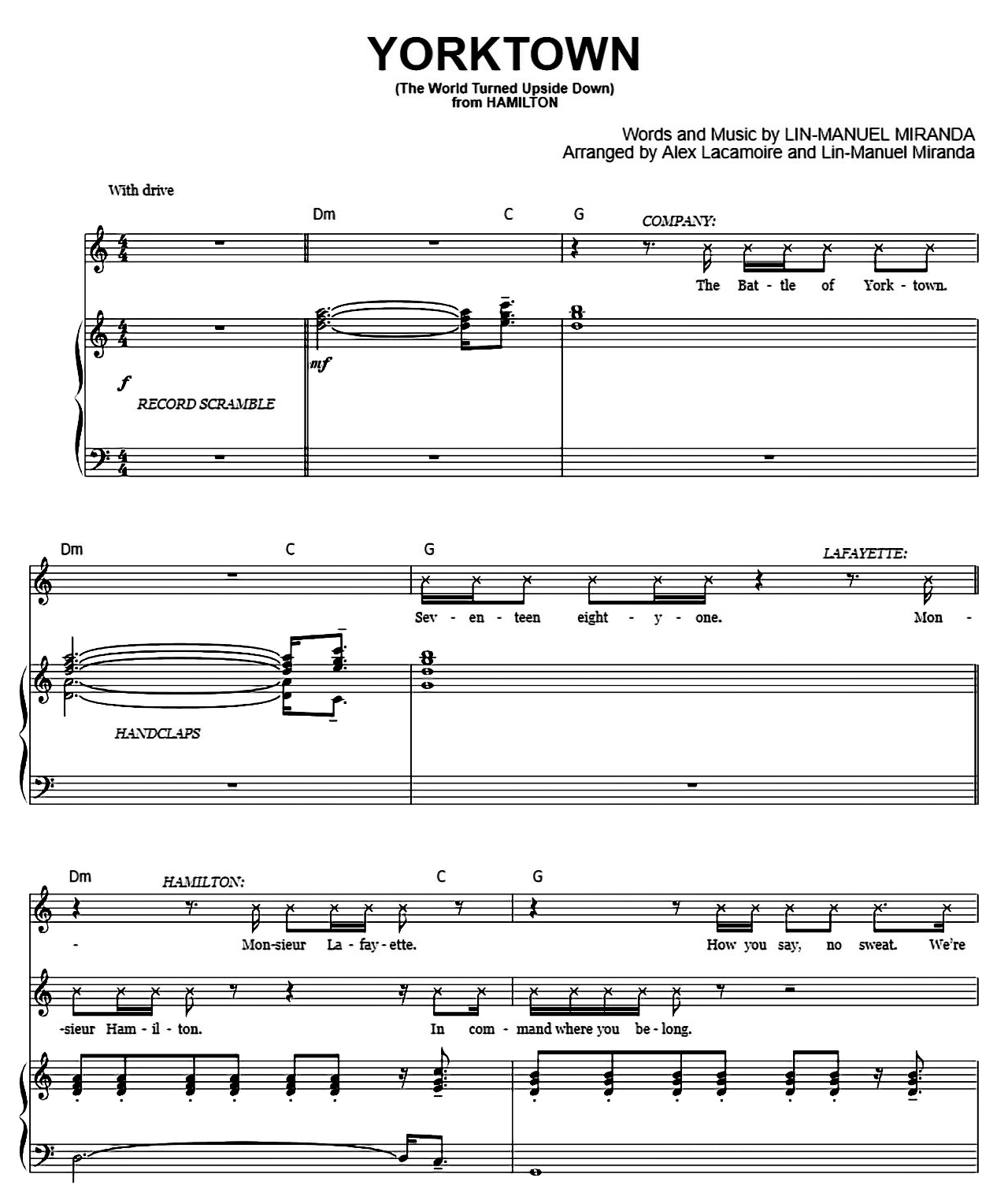 Yorktown (from Hamilton) sheet music