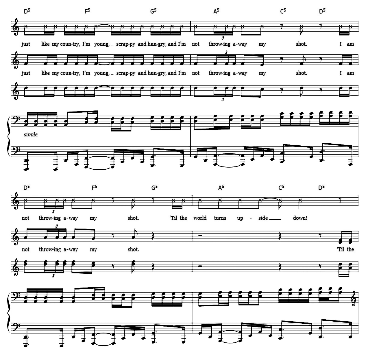 Yorktown (from Hamilton) sheet music 4