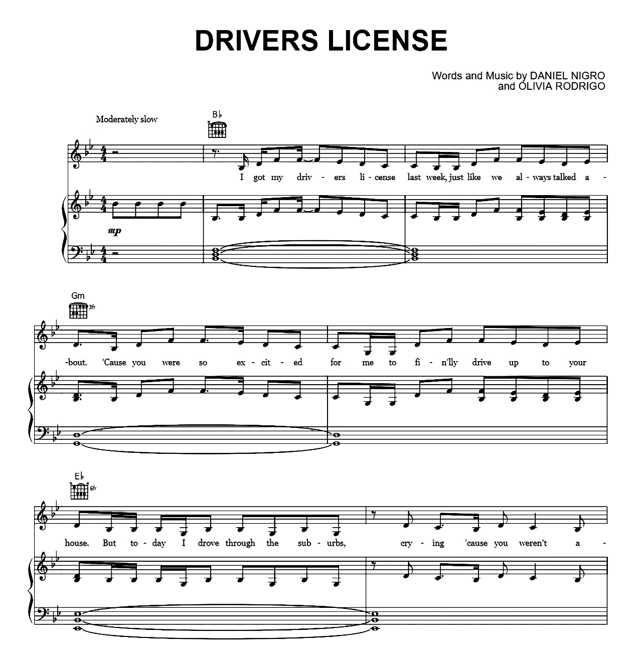 Drivers License sheet music