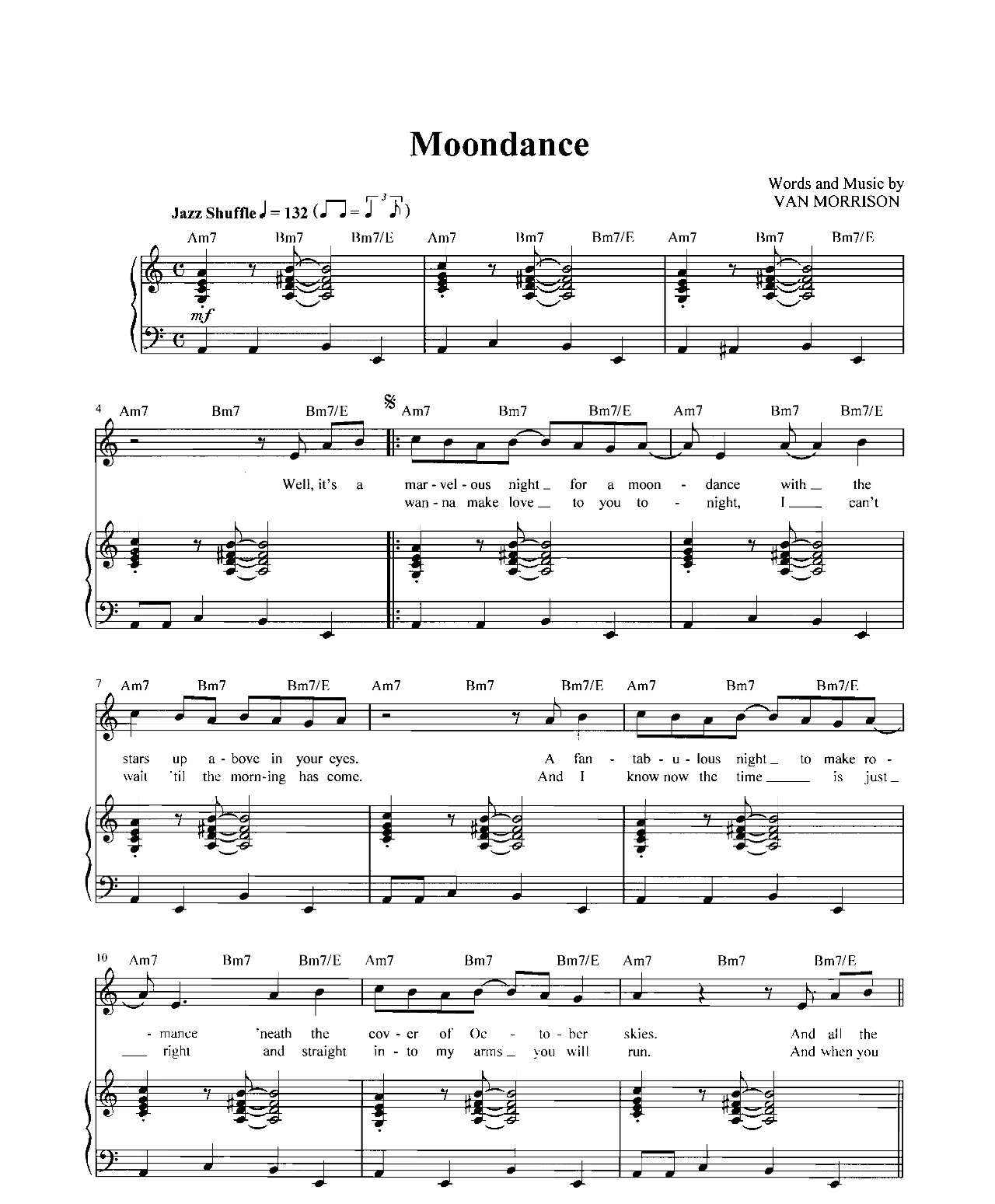 Moondance sheet music