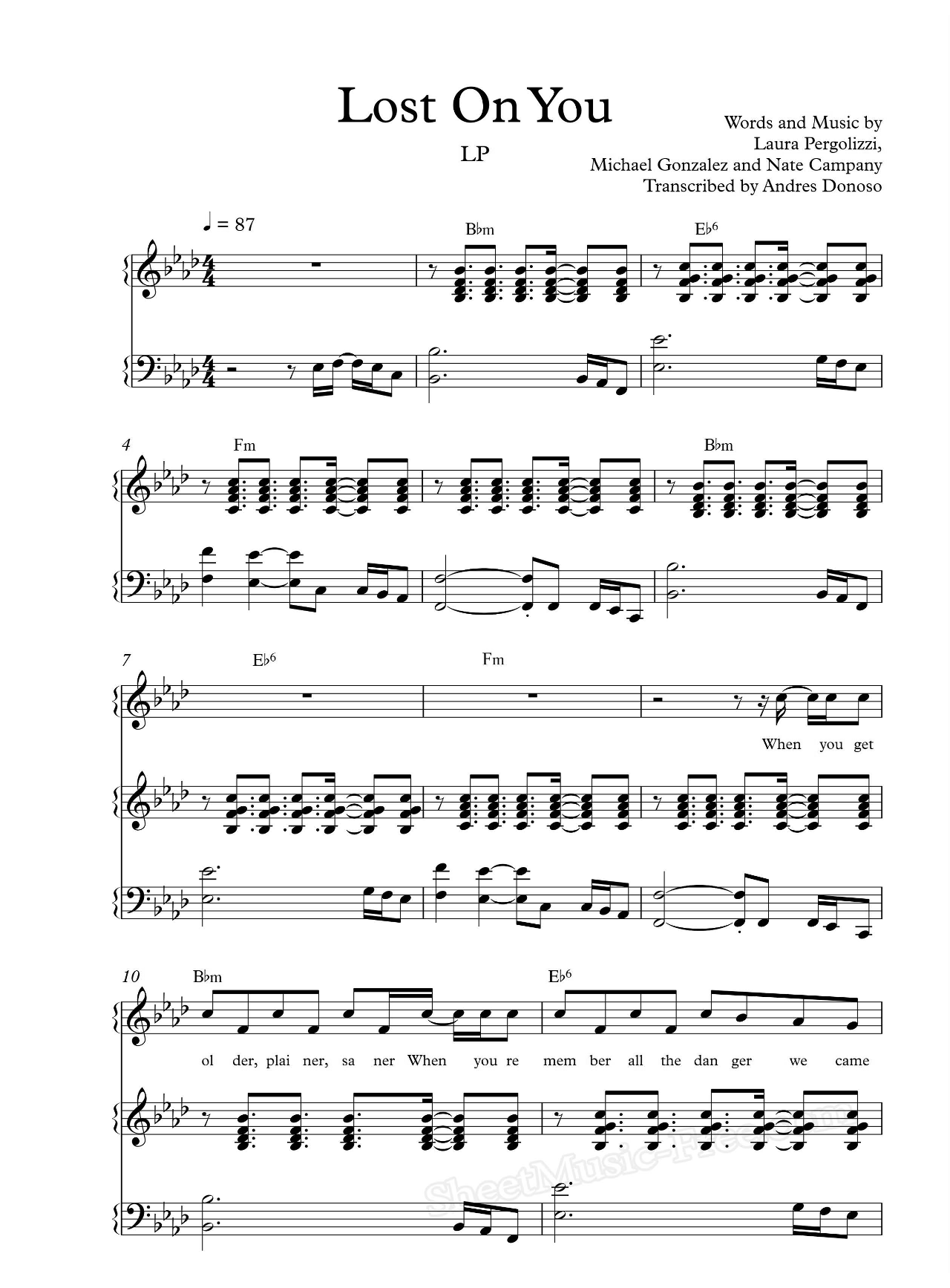 Lost On You sheet music