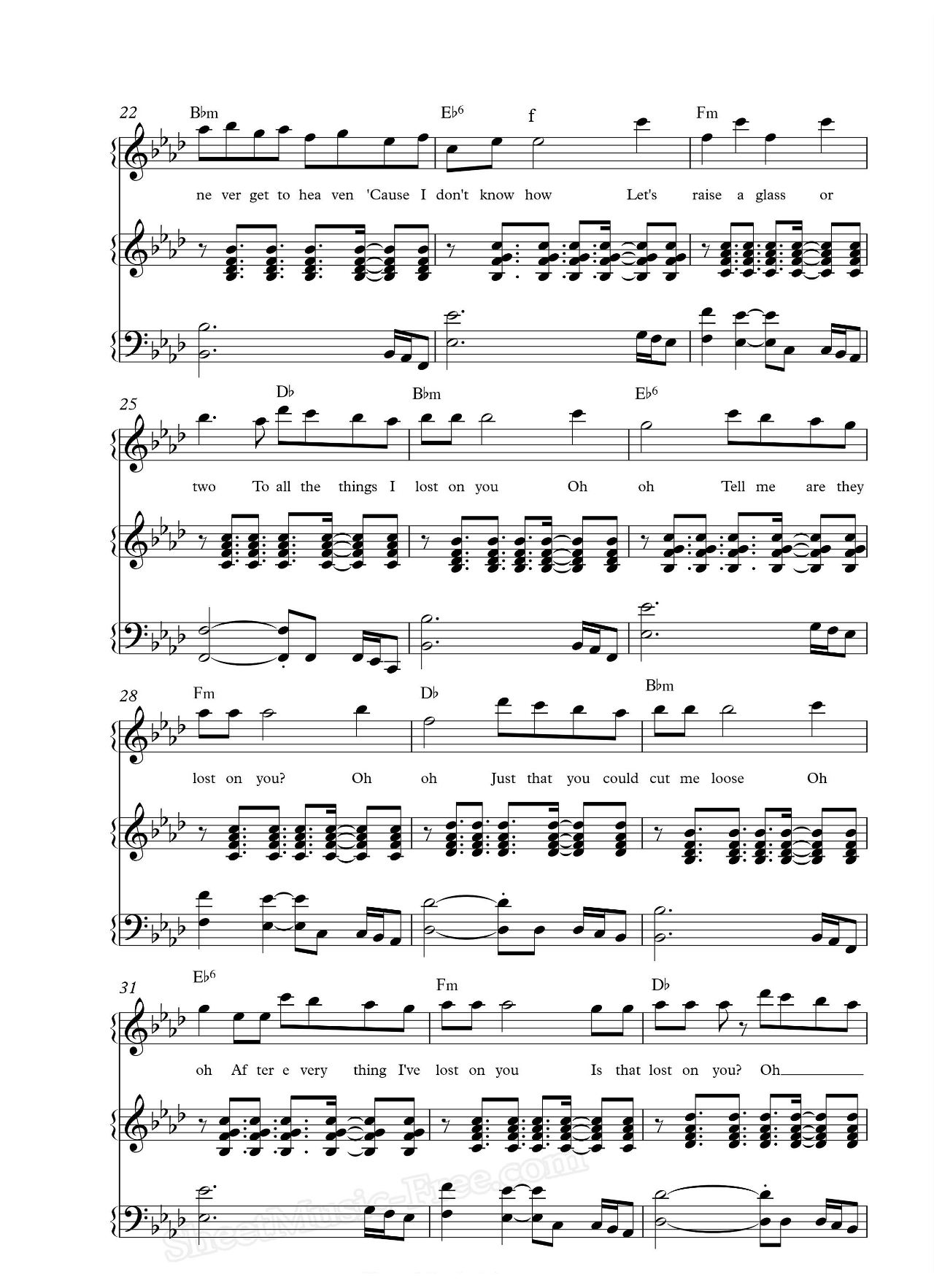 Lost On You sheet music 3