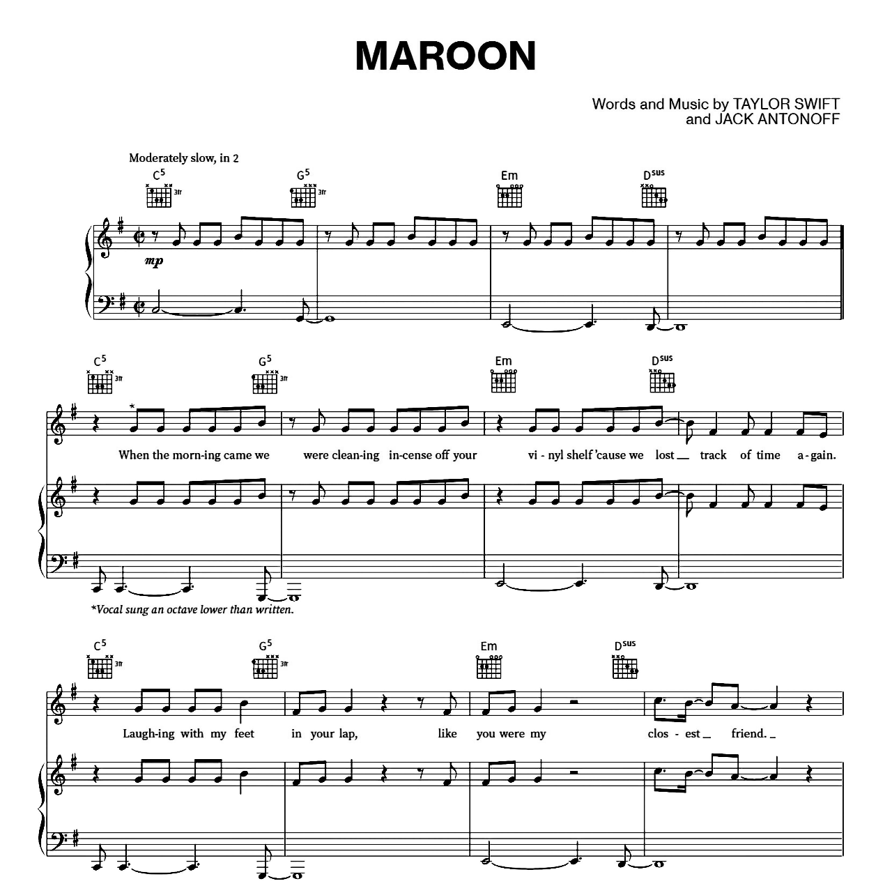 Maroon sheet music