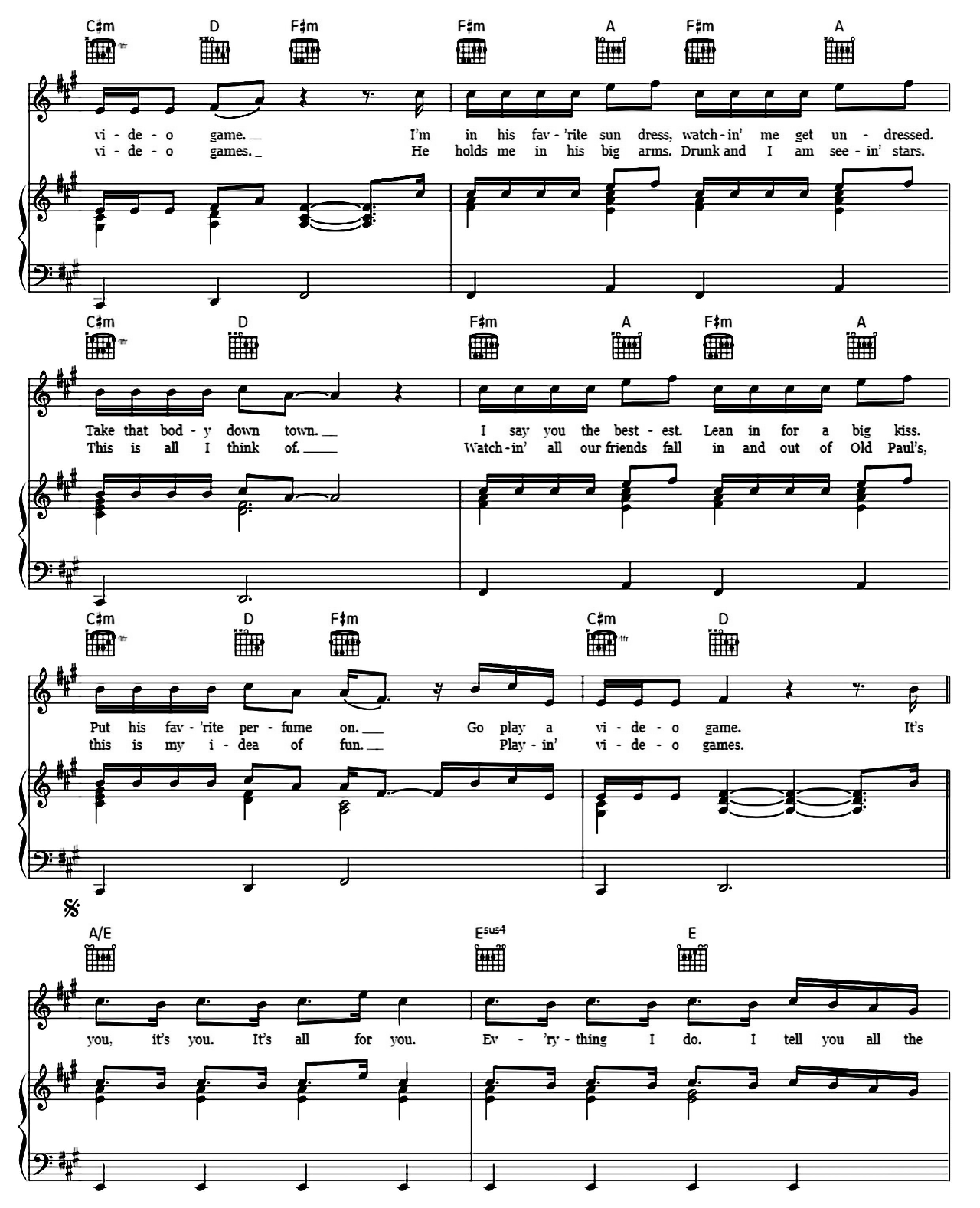 Video Games sheet music 2