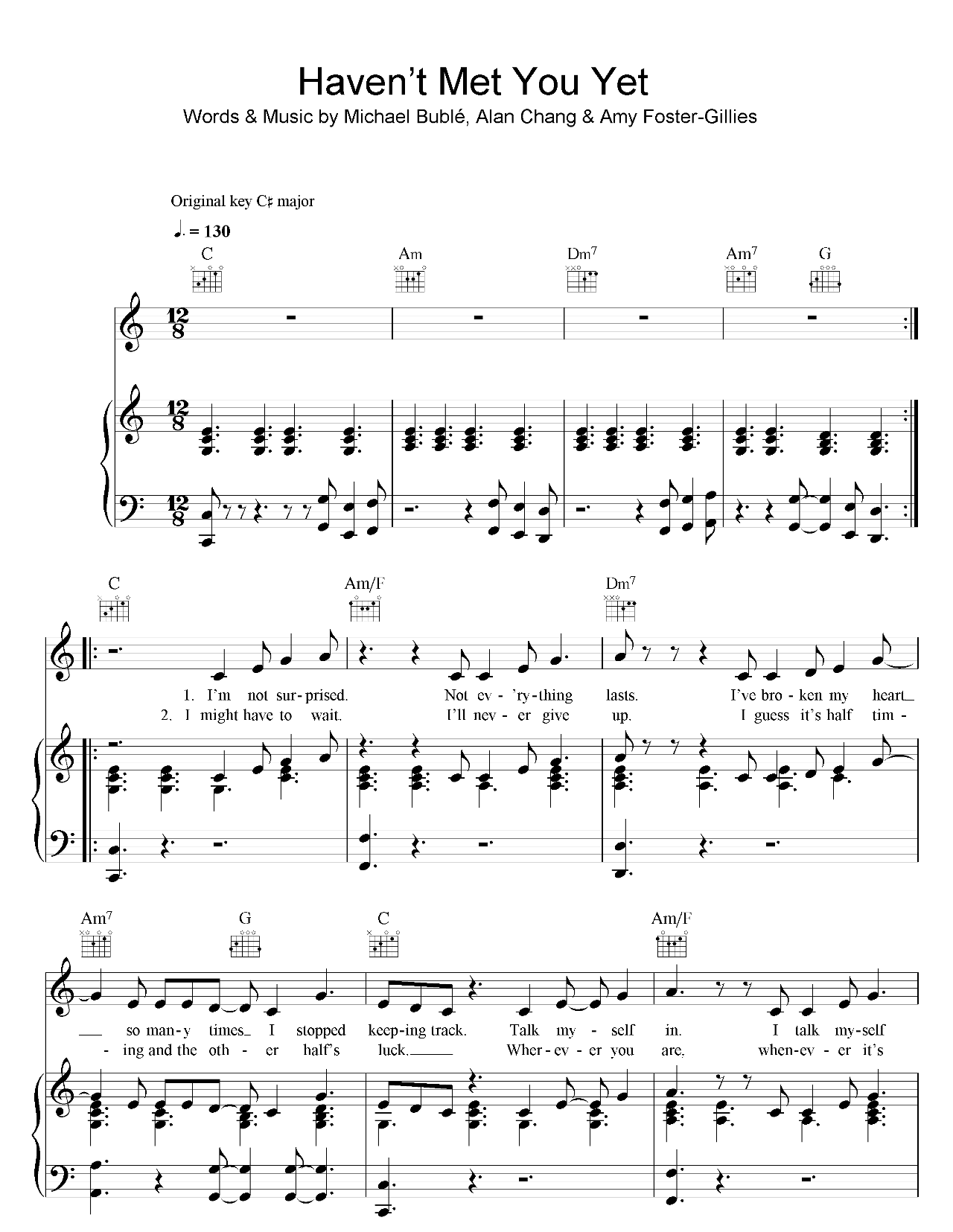 Haven't Met You Yet sheet music