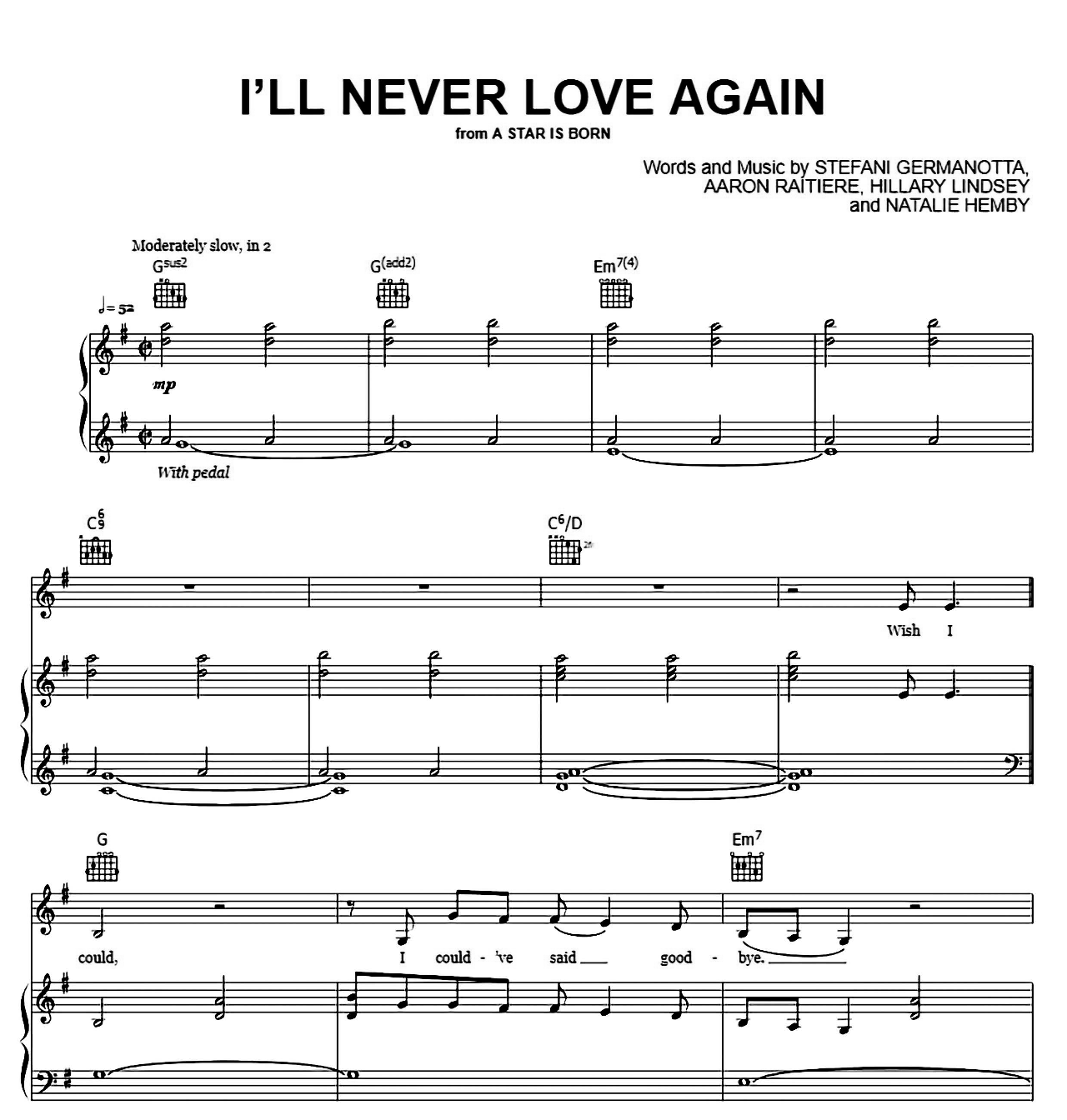 I'll Never Love Again (From A Star Is Born) sheet music