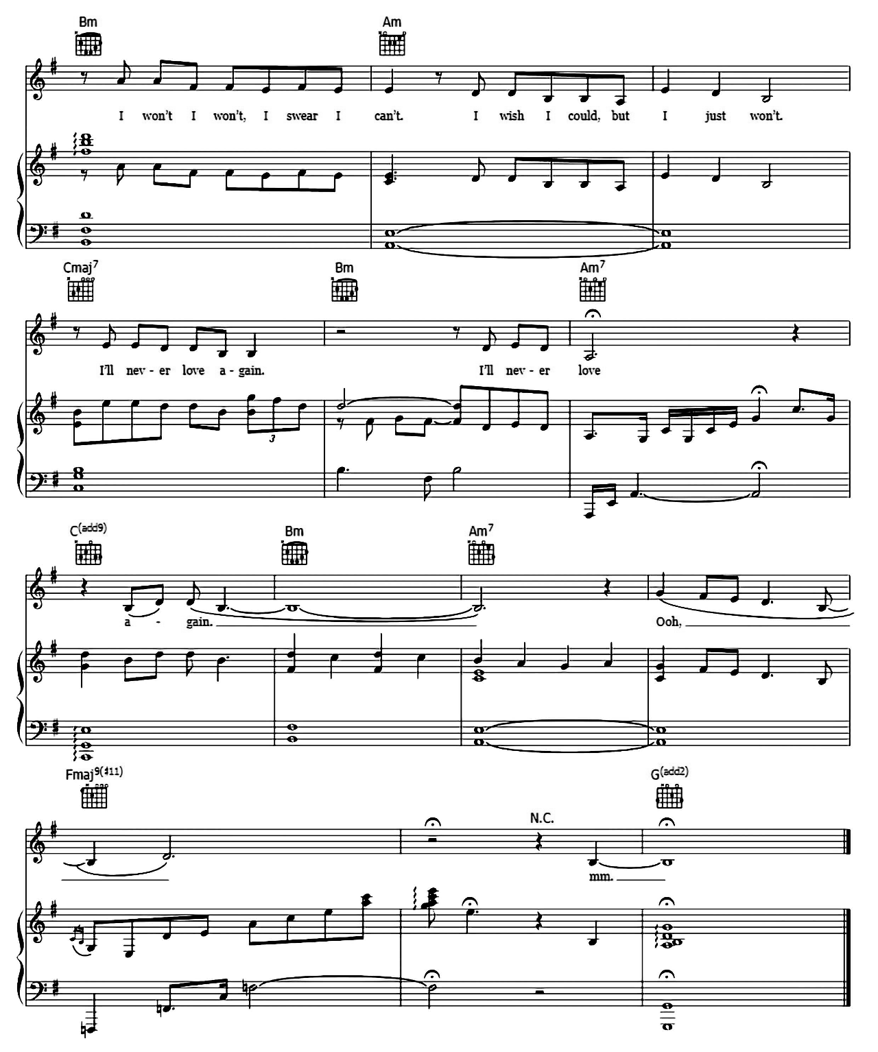 I'll Never Love Again (From A Star Is Born) sheet music 10
