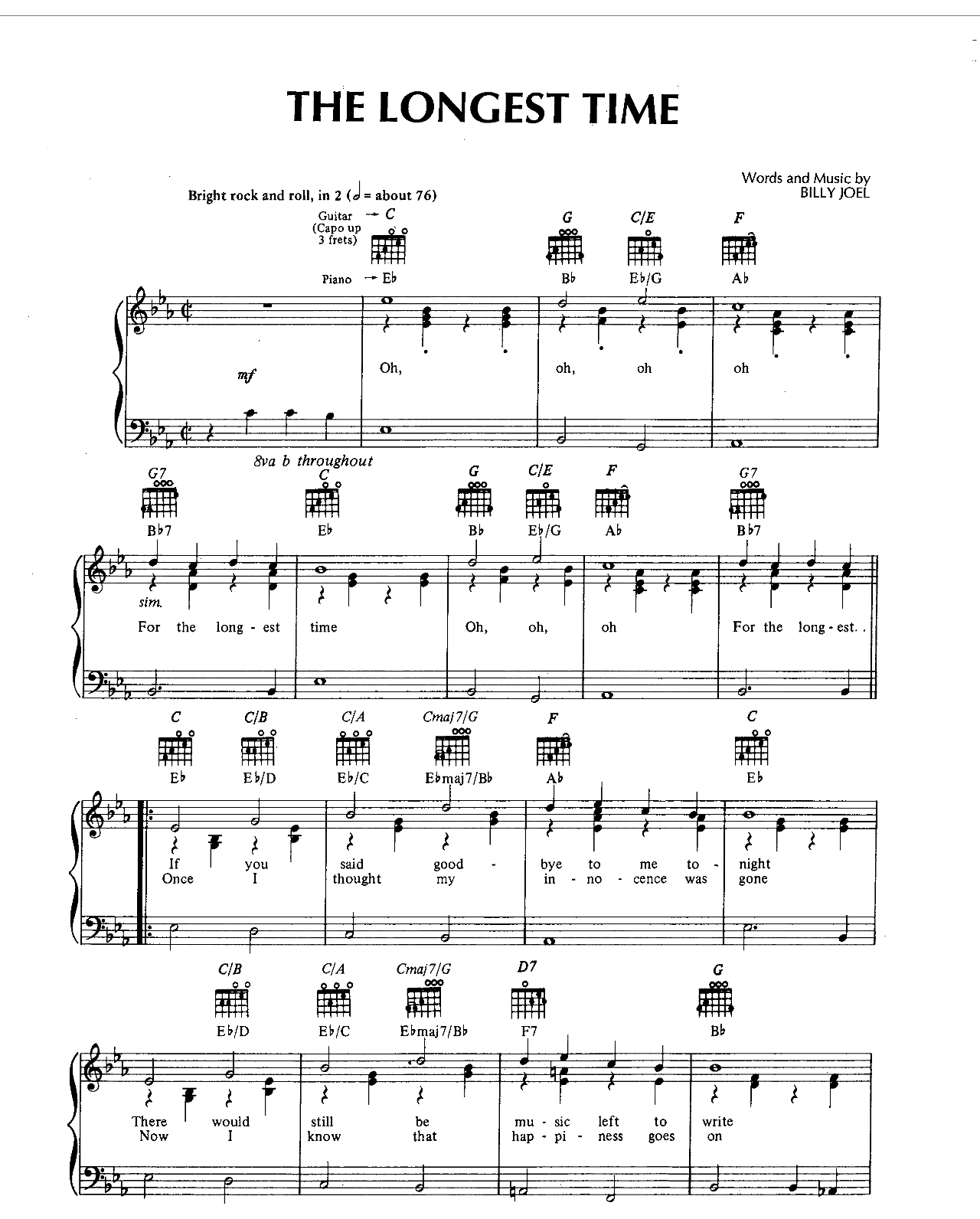 For The Longest Time sheet music