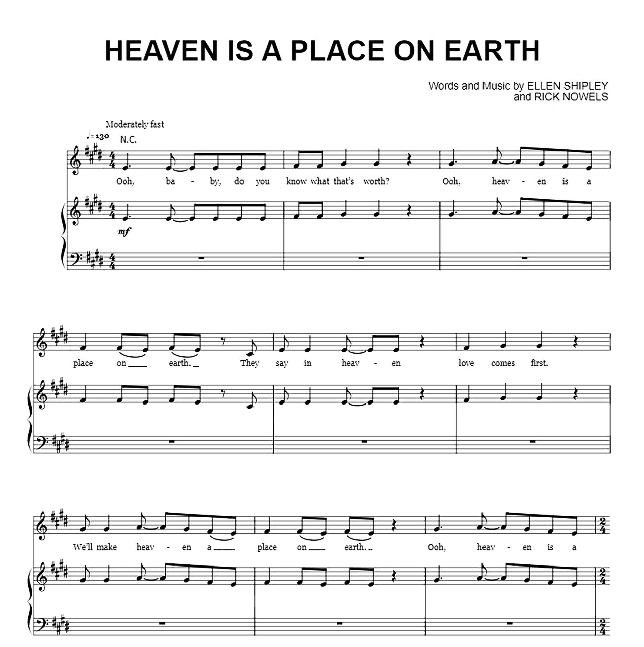 Heaven Is A Place On Earth sheet music