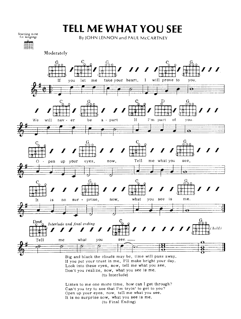 Tell Me What You See sheet music