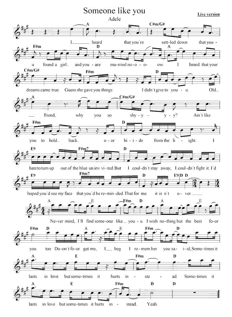 Someone Like You sheet music