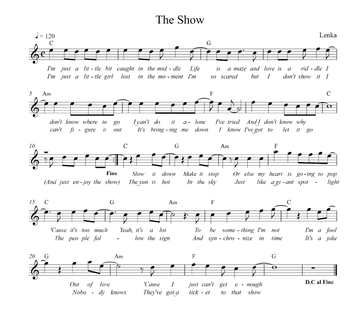 The Show sheet music