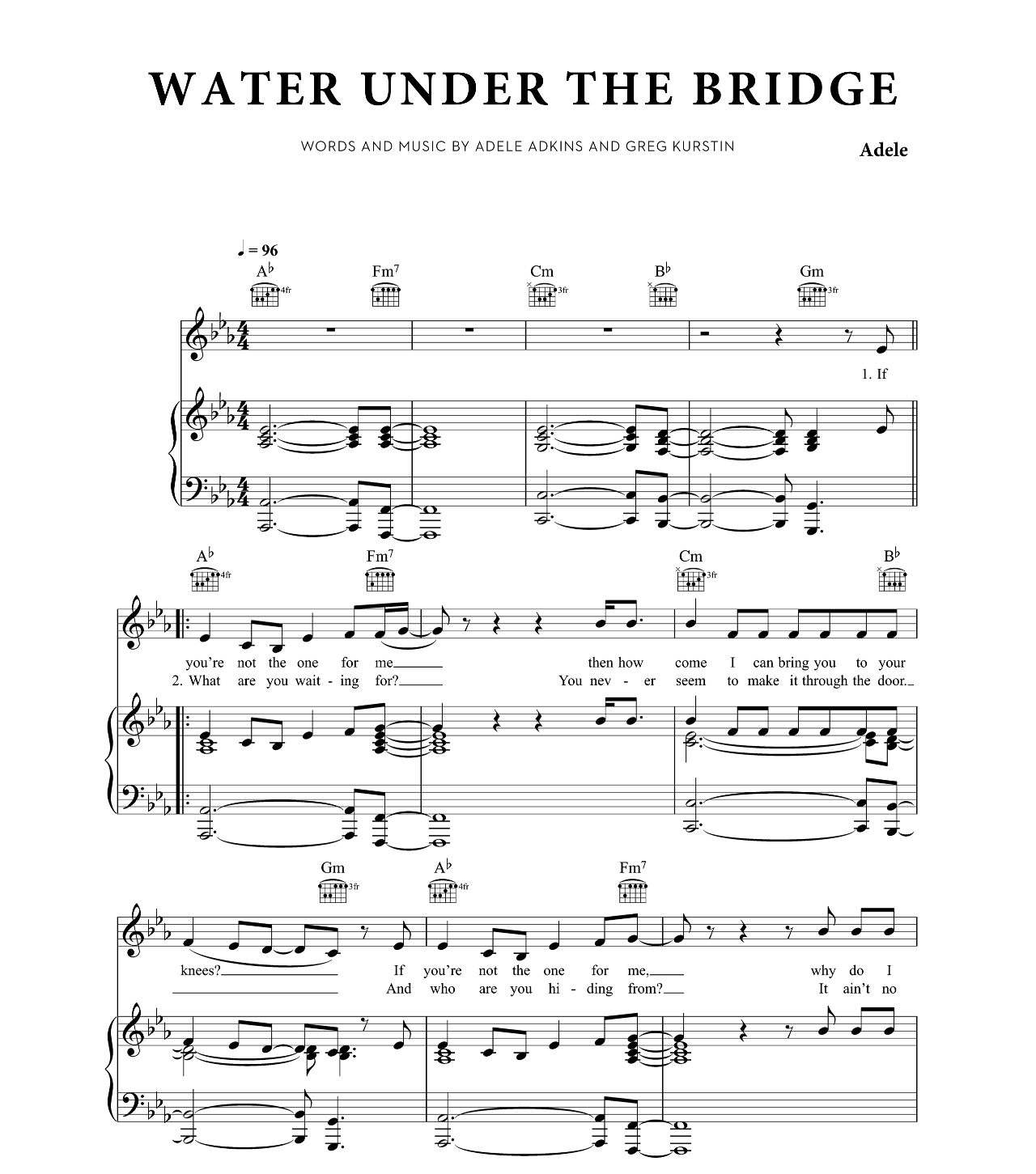 Water Under The Bridge sheet music
