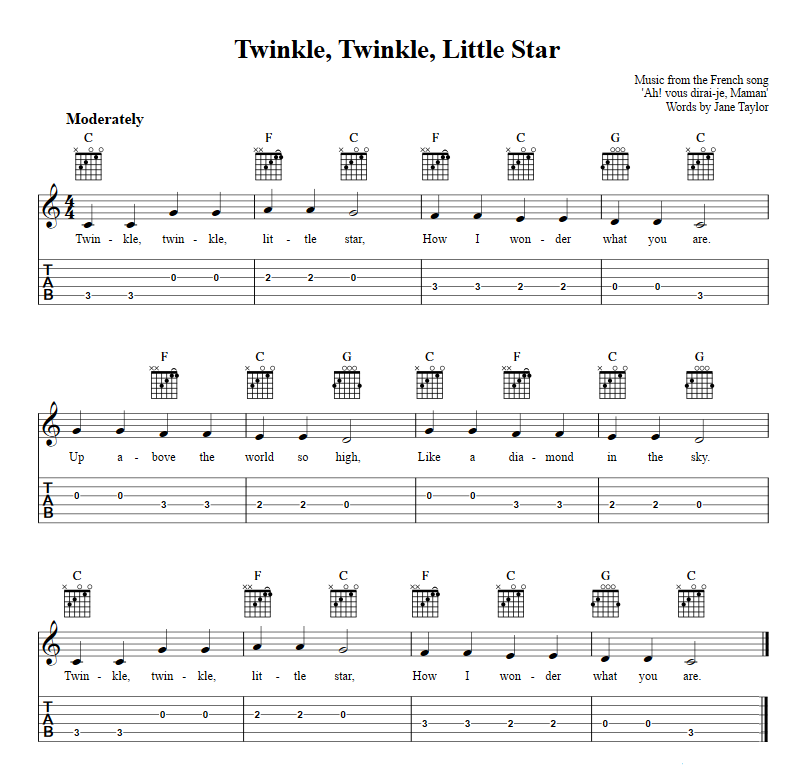 Twinkle, Twinkle, Little Star sheet music