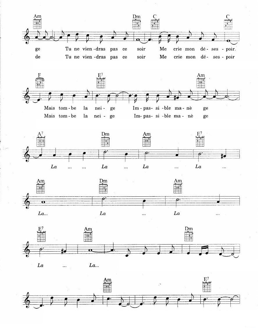 Tombe La Neige sheet music 2