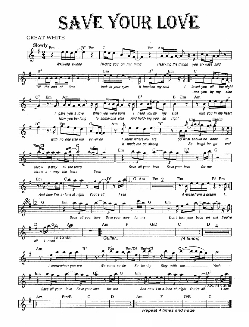 Save Your Love sheet music
