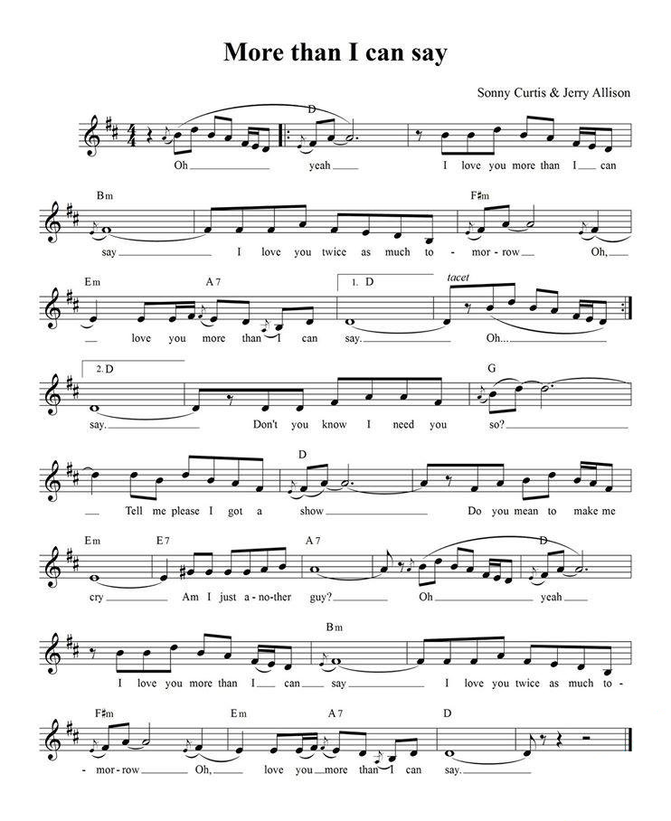 More Than I Can Say sheet music