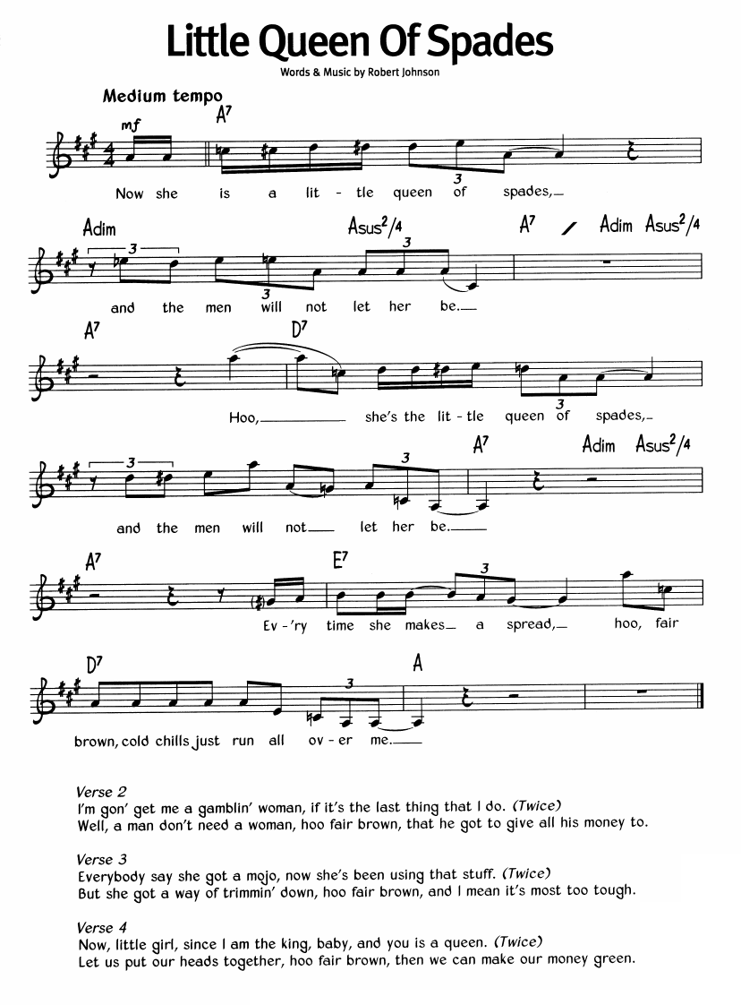 Little Queen Of Spades sheet music