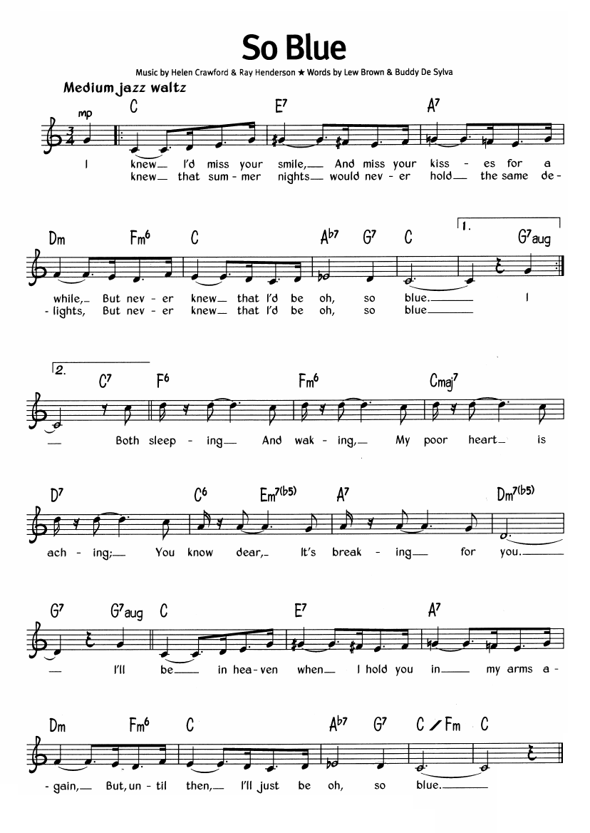 So Blue sheet music