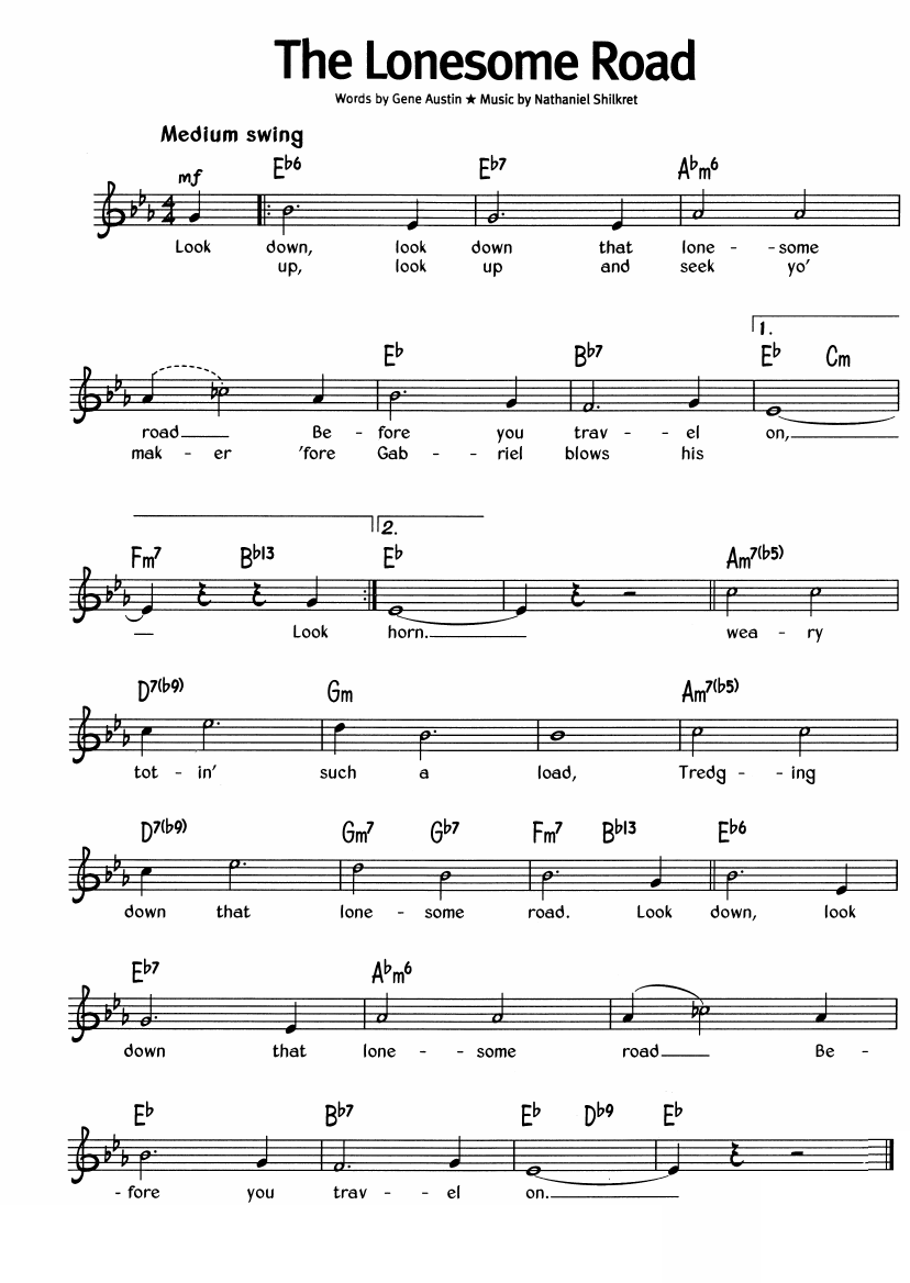 The Lonesome Road sheet music