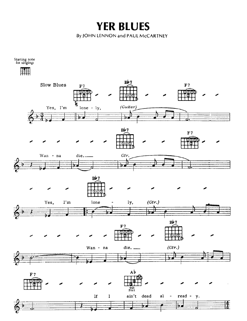 Yer Blues sheet music