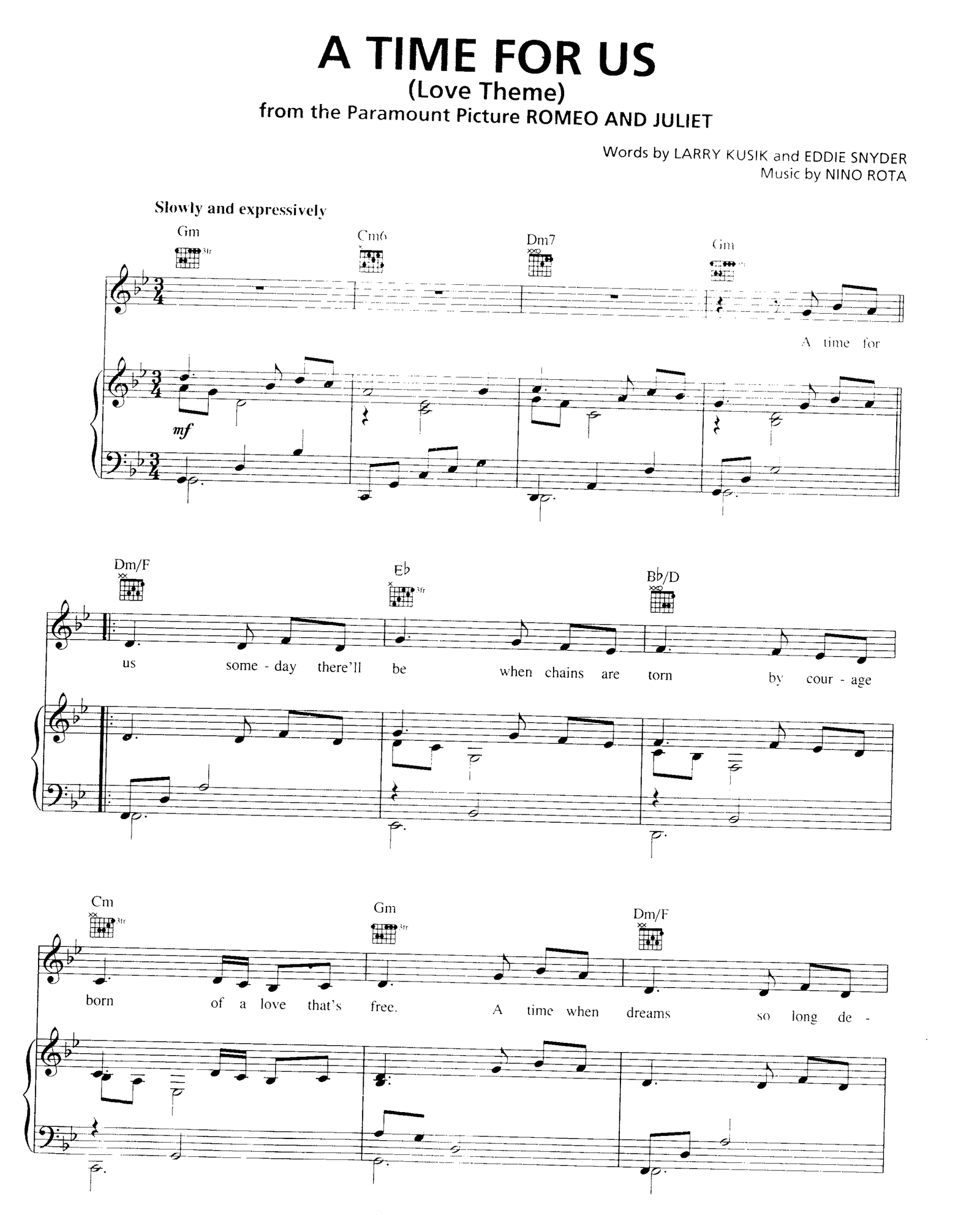 A Time For Us sheet music