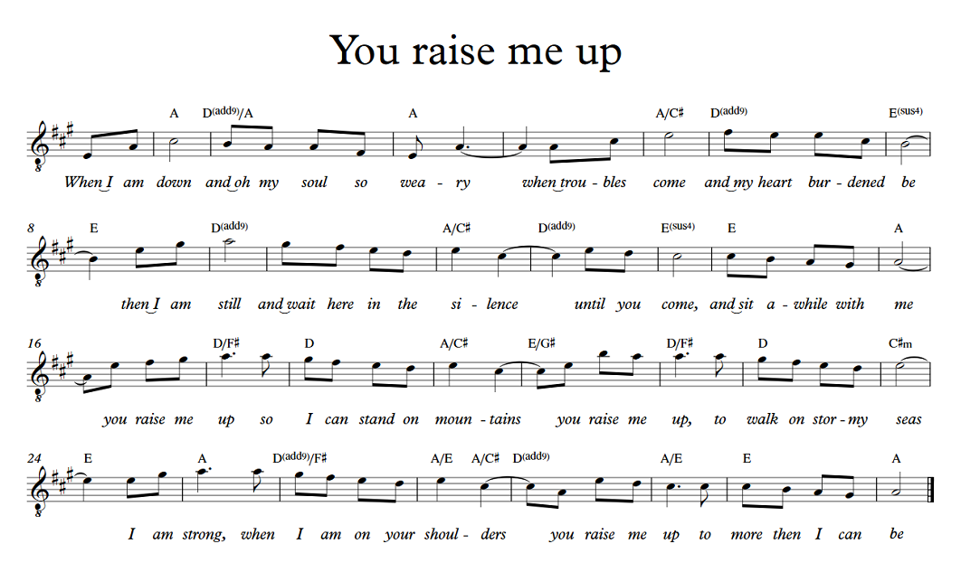 You Raise Me Up sheet music