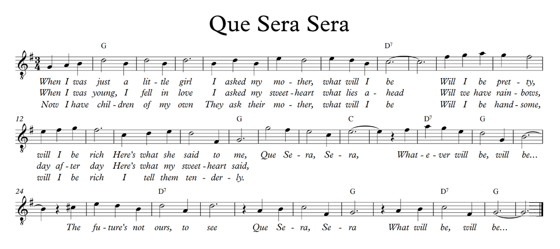 Que Sera Sera sheet music