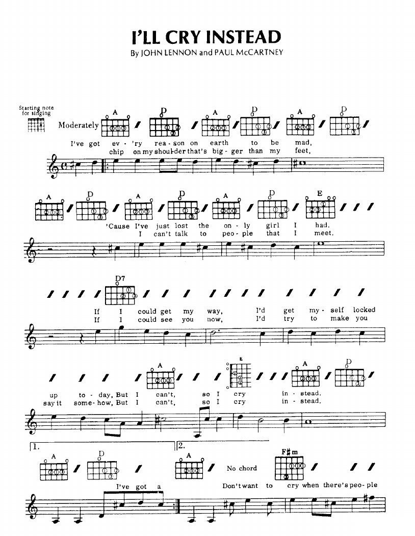 I'll Cry Instead sheet music