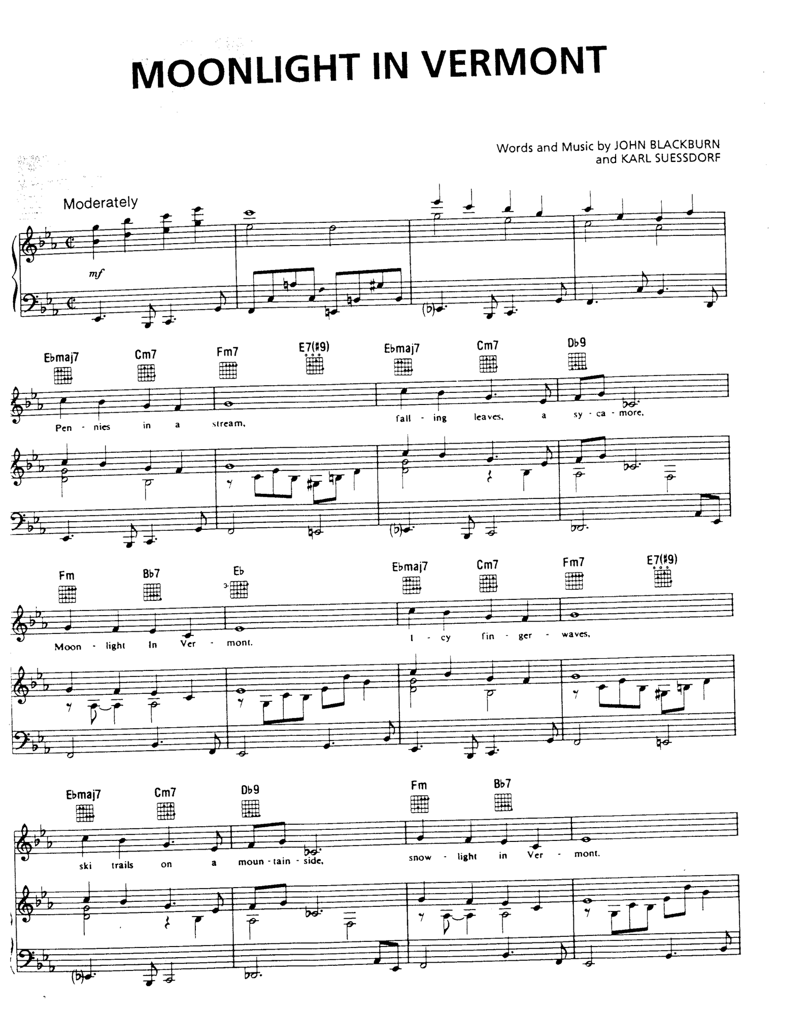 Moonlight In Vermont sheet music