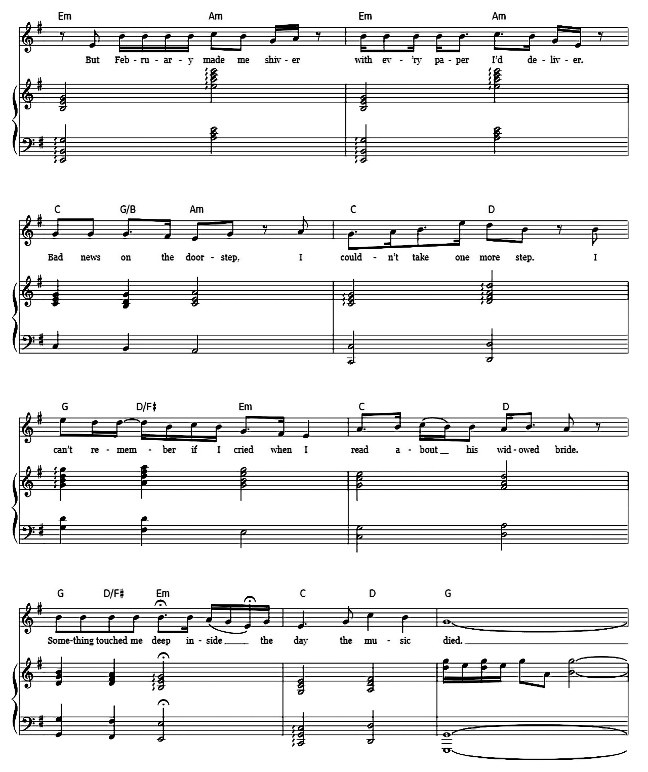 American Pie sheet music 2