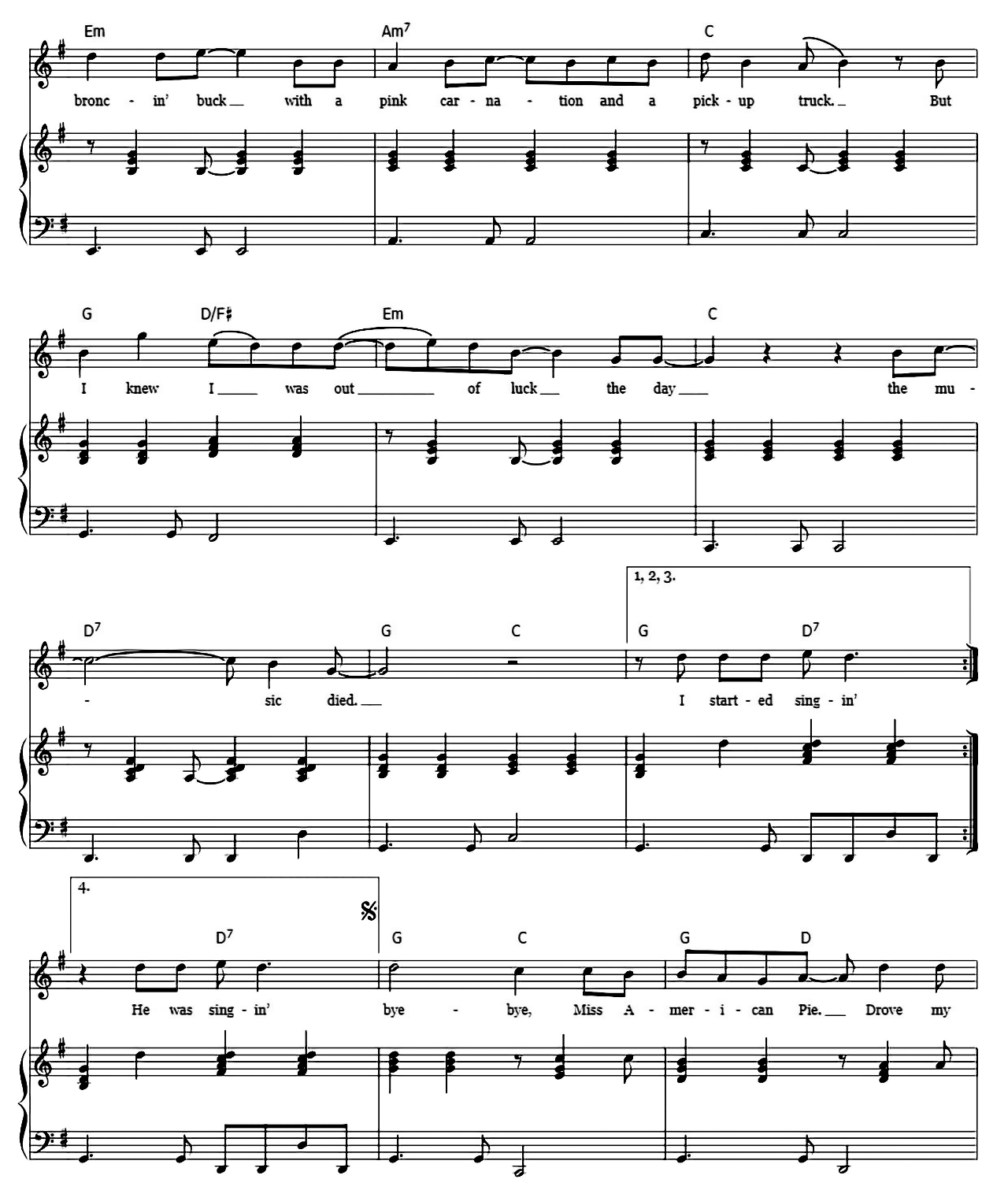 American Pie sheet music 6