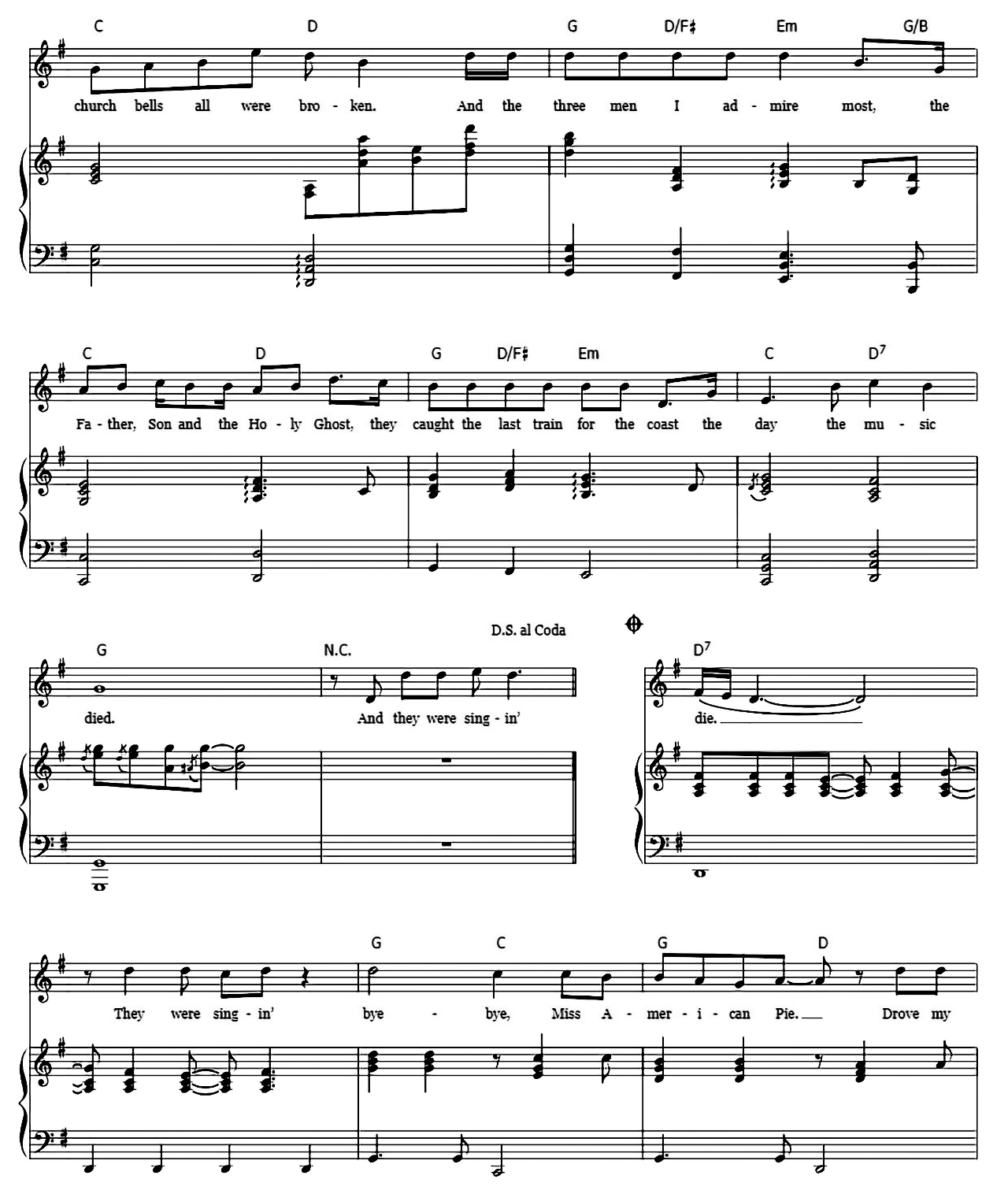 American Pie sheet music 9