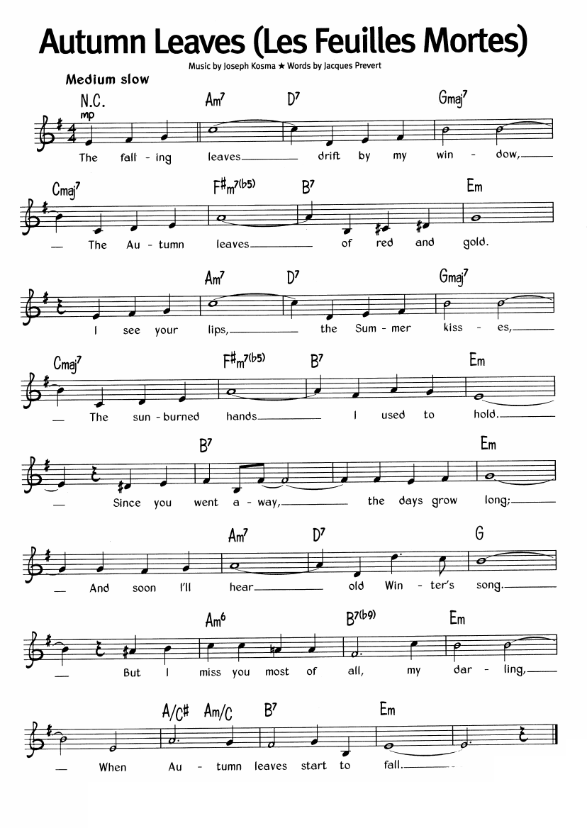 Autumn Leaves sheet music