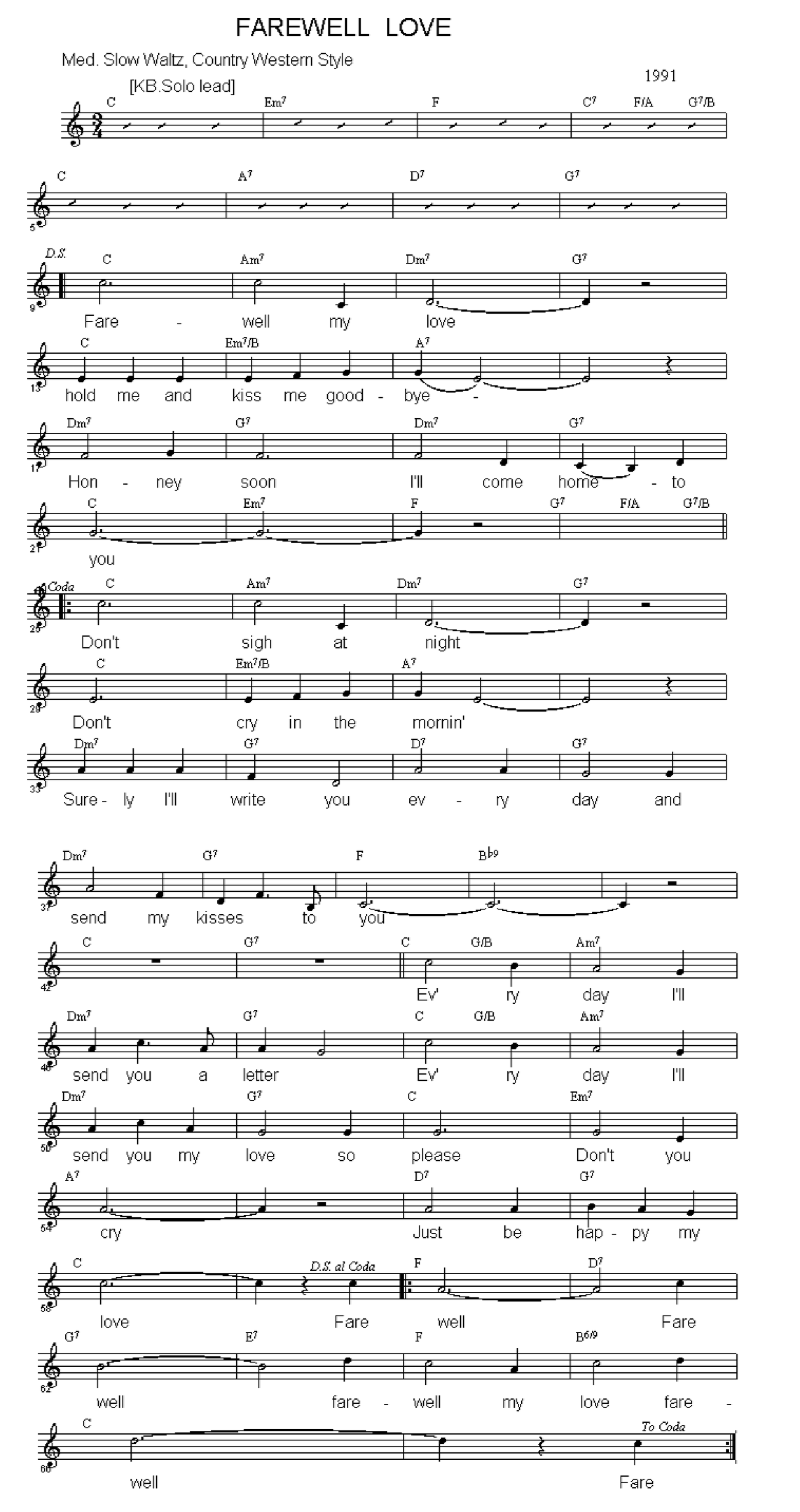 FAREWELL LOVE sheet music