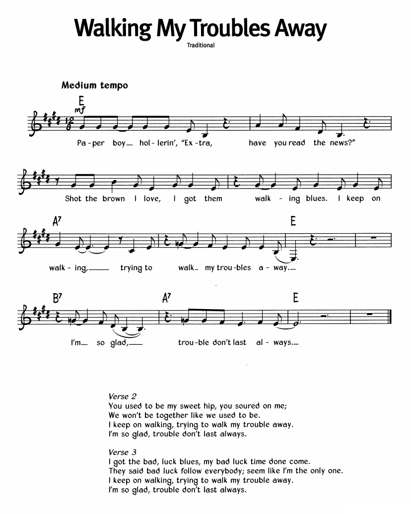 Walking My Troubles Away sheet music