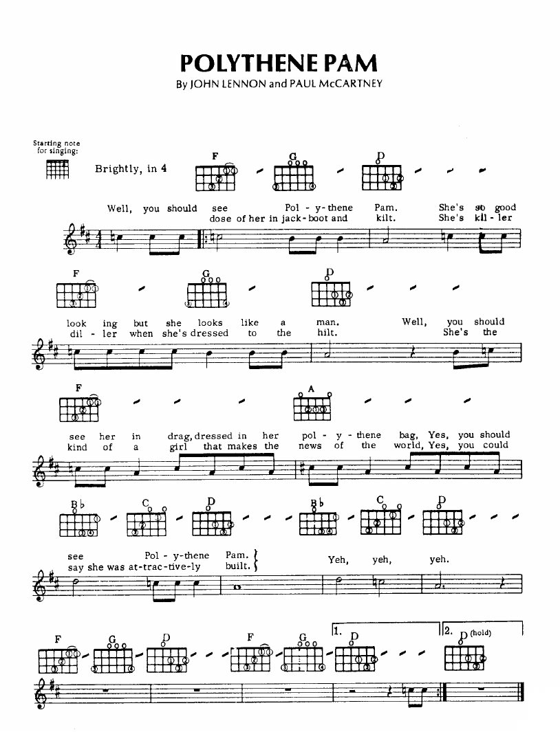 Polythene Pam sheet music